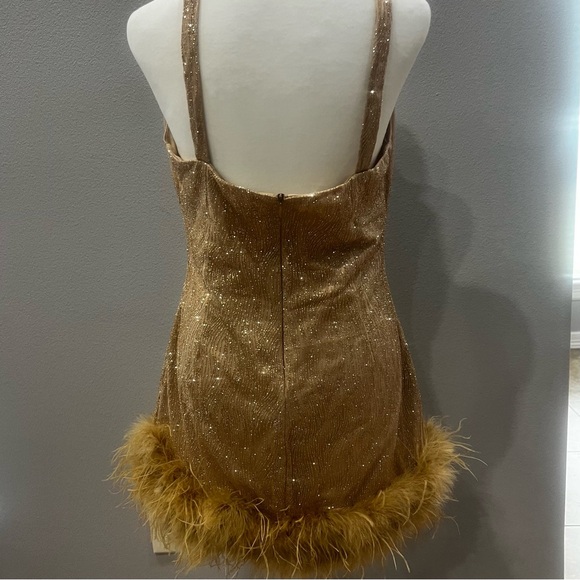 DressMeZee GLITZ AND GLAMOUR GLITTER FEATHER DETAIL MINI DRESS Sz XL - Picture 3 of 14